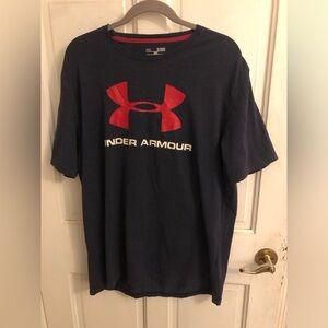 Under Armour Mens Navy Tee with Red Logo